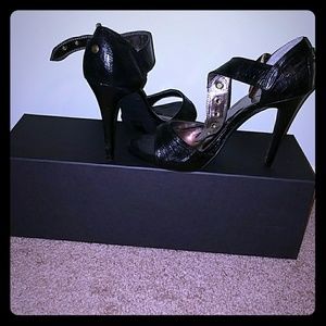 Black open toe heels